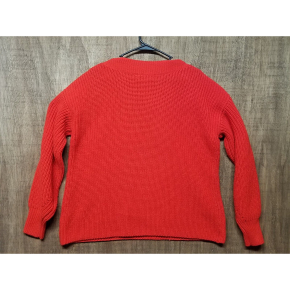 Philosophy Wmns Size M Sweater Long Sleeve Button Detail Oversized Pullover Red - Picture 6 of 8